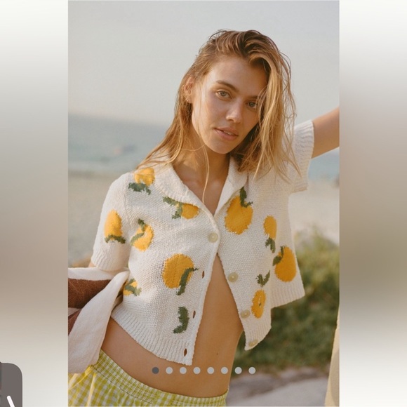 Anthropologie Maeve x Dylan Mierzwinski Short-Sleeve Jacquard Polo Medium NWOT - Picture 5 of 10